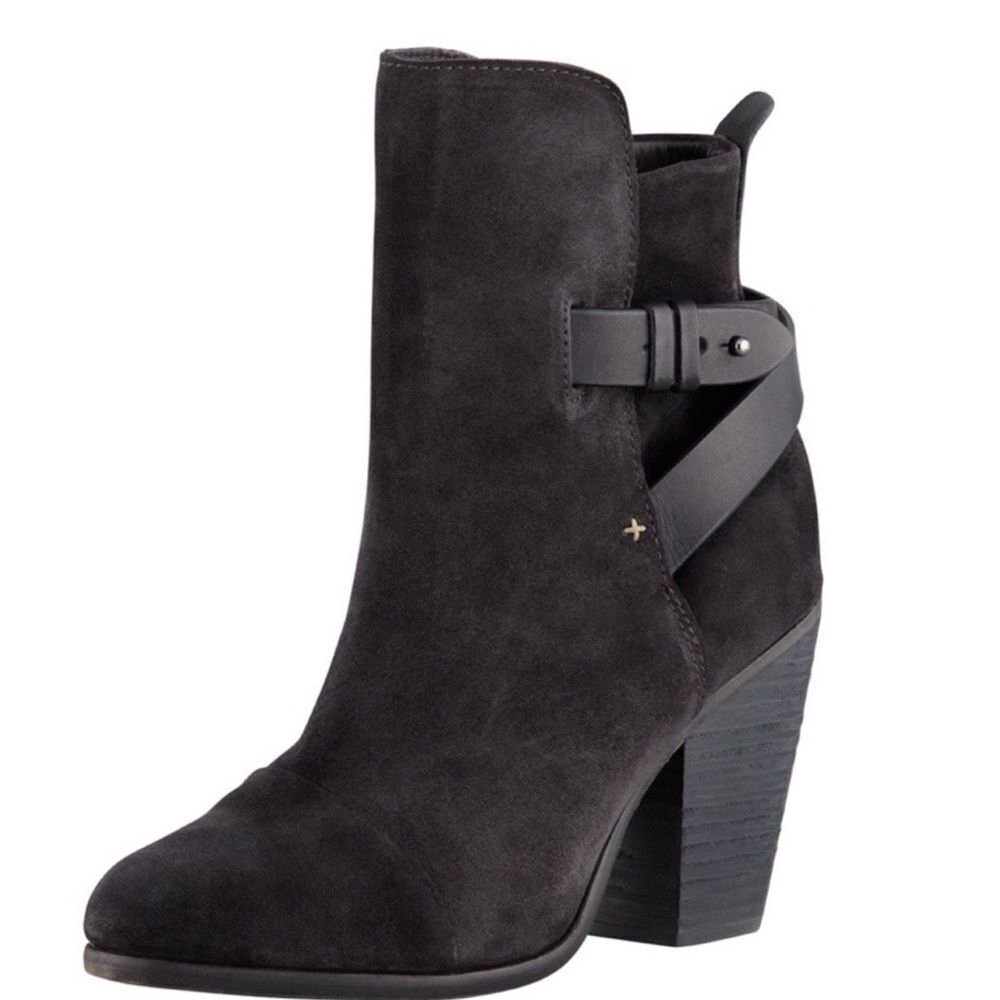Rag & Bone • Kinsey suede ankle boot heeled bootie moto celeb 39B dark brown